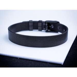 MoMents fekete acél karkötő, állítható, medálokhoz, minimalista, modern - Férfi karkötő