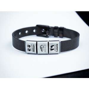 MoMents személyre szabott fekete karkötő gravírozott charmokkal család számára - Férfi ékszer
