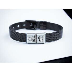 Közös életünk személyre szabott fekete karkötő baba és esküvő dátum gravírozással - Férfi ékszer