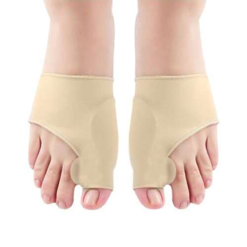 Pair of beige toe separators for bunions, toe corrector, foot care, toe alignment, pain relief