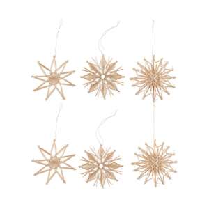 6 darabos természetes szalma csillag karácsonyfadísz, 10cm átmérő - Nonbrand Karácsonyfadísz