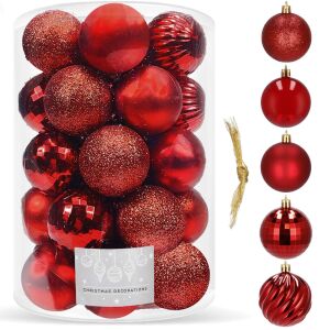 Springos 20-teiliges rotes Weihnachtskugel Set mit Verpackung - Christbaumschmuck