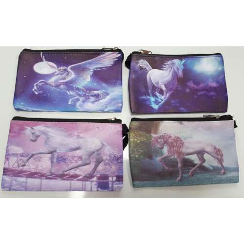 4 darabos HB P-80 Egyszarvú tolltartó készlet cipzárral, minden tolltartó egyedi egyszarvú mintával: Egyszarvú Szárnyak, Egyszarvú Felhők, Egyszarvú Híd, Egyszarvú