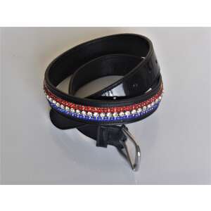 HB Showtime Holland fekete bőröv piros, fehér és kék kövekkel - Női öv