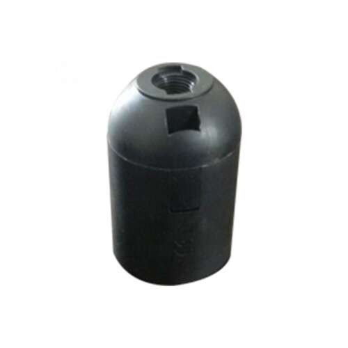 Black E27 lamp holder, spring-loaded connection, for indoor use, max 60W