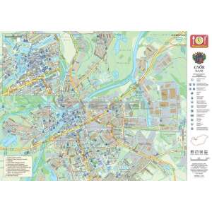 Győr, Magyarország, város térkép, részletes, turista térkép, utca térkép, nevezetességek, látnivalók, asztali alátét, tányéralátét, ajándék, szuvenír - Irodai kiegészítő