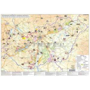 Magyarország térképe, amelyen a borvidékek és a történelmi helyszínek láthatók - Irodai kiegészítő