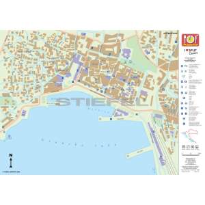 Split Horvátország városközpont térkép, turista térkép, utazási útmutató, Split térkép, Horvátország - Irodai kiegészítő