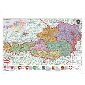 Ausztria közigazgatása térkép fóliás-fémléces 46903012 