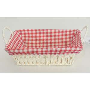 Kenyérkosár papír füles tégla, piros-kockás 26.5x20x8 cm