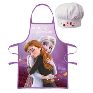 Disney Frozen Kinder-Schürze und Kochmütze Set, mit Anna und Elsa, lila Schürze mit weißer Kochmütze, Geist des Abenteuers - Disney Schürzen für Kinder