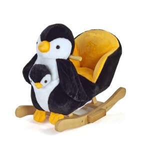 Scaun balansoar Penguin Timeless Tools, negru și alb, cal balansoar pentru copii, animal de pluș balansoar, jucărie pentru bebeluși - Balansoare pentru copii