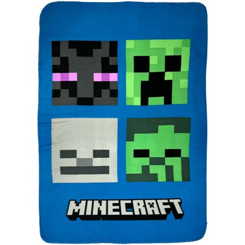 Minecraft Fleece Blanket with Creeper, Enderman, Zombie, and Skeleton designs