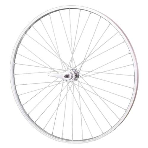 Roată de bicicletă de 28 de inci, janta din aluminiu, argintiu, cu butuc și spițe