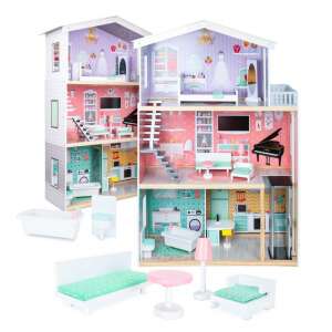 Ikonka Fa Babaház pastel dollhouse with furniture, 82x30x117cm - Dollhouse