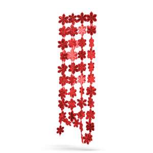 Ghirlandă cu fulgi de nea roșie, 2,7 metri lungime, pentru decorarea Crăciunului - Ghirlande
