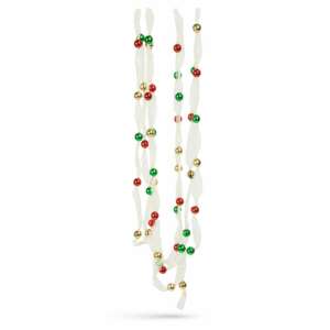 Karácsonyi organza Girland 270cm white with red, green and gold beads - Christmas