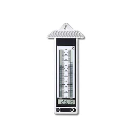 Digital Maximum-Minimum Thermometer 105057, indoor and outdoor use, records highest and lowest temperatures, Celsius and Fahrenheit, white