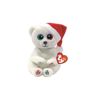Плюшена фигурка TY Beanie Babies Emery, 15 cm, полярна мечка с шапка на Дядо Коледа - Ty Плюш