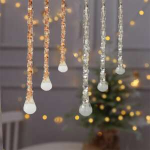 Selowei üveg jégcsap karácsonyfadíszek arany és ezüst színben, karácsonyfán lógva - SELOWEI