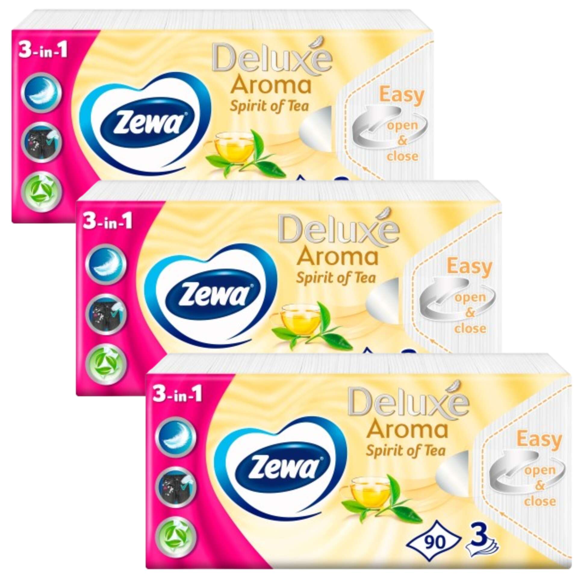 E-shop Zewa Deluxe 3-vrstvové papierové vreckovky - Spirit Of Tea 3x90ks