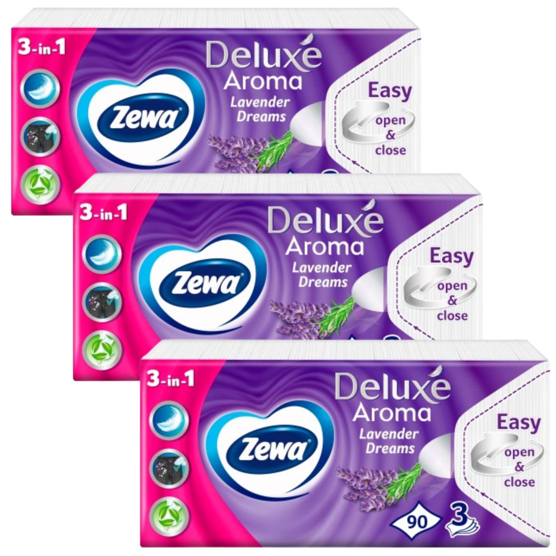 E-shop Zewa Deluxe 3-vrstvové papierové vreckovky - Lavender Dreams 3x90ks