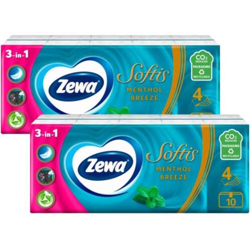 Zewa Softis 4 rétegű Papír zsebkendő - Menthol Breeze 20x9db