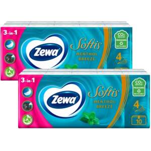 Zewa Softis 4 rétegű Papír zsebkendő - Menthol Breeze 20x9db