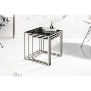 ELEMENTS fekete üveg lerakóasztal 40x40x42