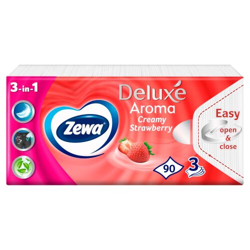 Zewa Deluxe 3 rétegű Papír zsebkendő - Creamy Strawberry 90db 120354577