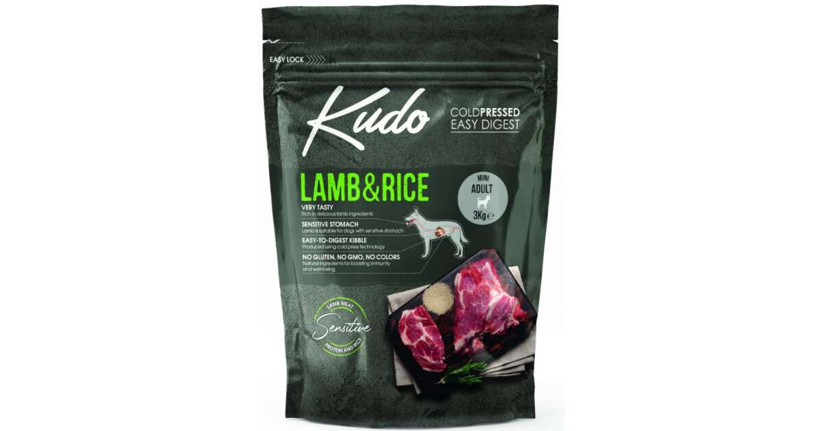 KUDO LAMB & RICE MINI ADULT 3 KG Bárányos és rizses kutyatáp