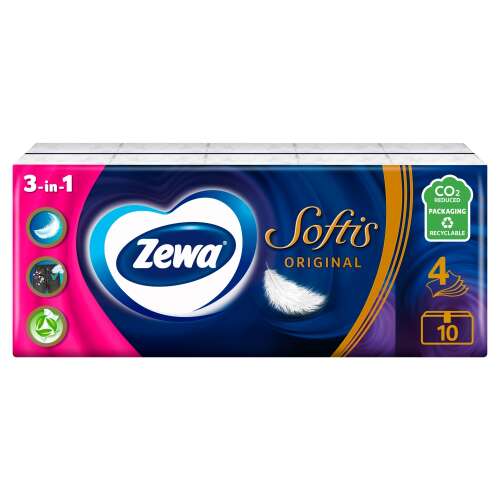 Zewa Softis Original 4-vrstvové papierové vreckovky - bez vône 10x9ks