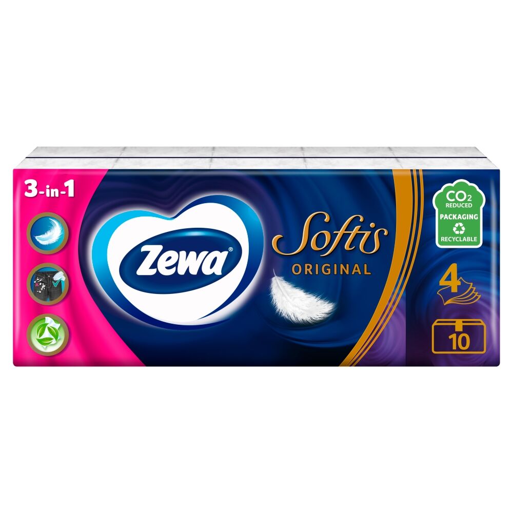 E-shop Zewa Softis Original 4-vrstvové Papierové vreckovky - Bez vône 10x9 ks