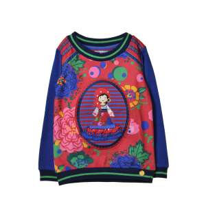 Rosalita kék-piros, mintás lány pulóver – 104 cm 46980458 Gyerek pulóverek, kardigánok