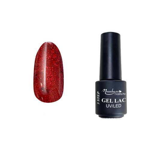 Moonbasa Nails 3 lépéses gél lakk #208 Parázsló érzelmek, piros csillámos gél lakk körmökhöz, 4ml-es üveg - MoonbasaNails