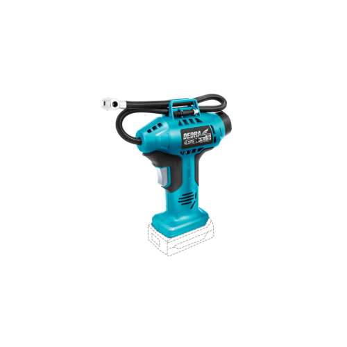 Dedra DED7078 18V akkumulátoros kompresszor, kék, tömlővel és nyomásmérővel