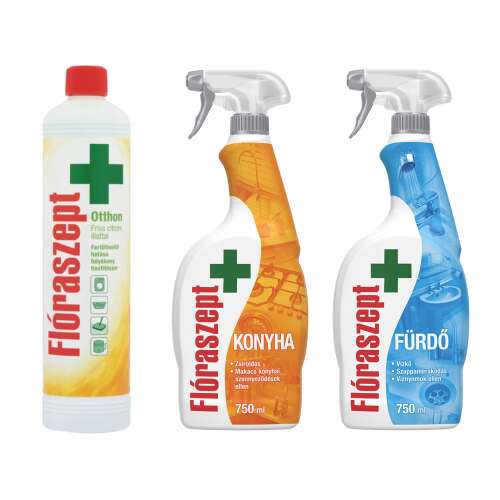 Pachet Flóraszept pentru casă, include dezinfectant, spray pentru bucătărie și baie