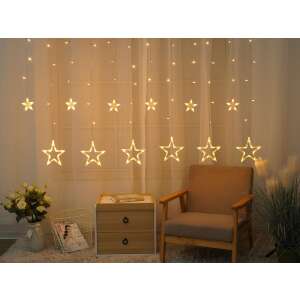LED fényfüggöny csillagokkal, meleg fehér, 2x1 méter, 138 LED, időzítő, távirányító, Entac - Nonbrand Fényfüzér