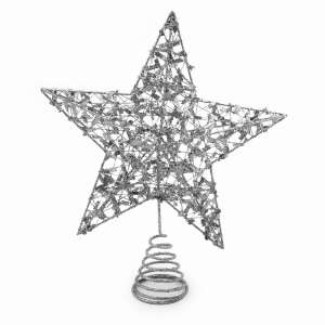 Csillag alakú karácsonyfa csúcsdísz / 25 cm - ezüst 47007273 