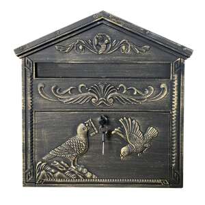 Pepita rustic mailbox with bird design, dark bronze color - Mailbox