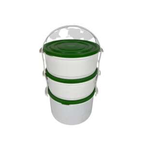 Ételhordó 2+1 zöld-fehér (V)