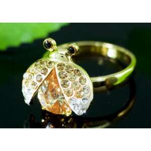 Arannyal bevont katicabogár gyűrű borostyánszínű Swarovski kristállyal (0883.) 47008372 
