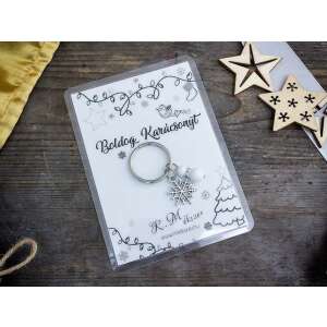 Boldog Karácsonyt kulcstartó hópihe medállal és tejkvarccal 87738015 - Ajándék kulcstartó