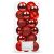 Springos red Christmas ornaments in clear container