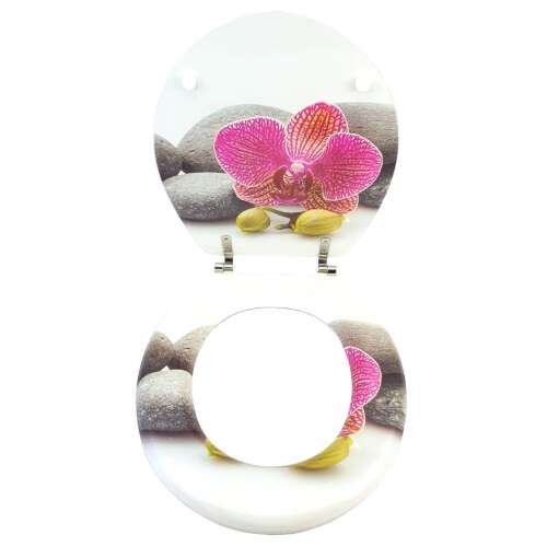 Bath Duck MDF WC ülőke rozsdamentes acél zsanérral - Orchidea #fehér-rózsaszín