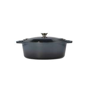 Steel blue enamelled cast iron duck roaster with lid, 32cm - Cast Iron Cookware