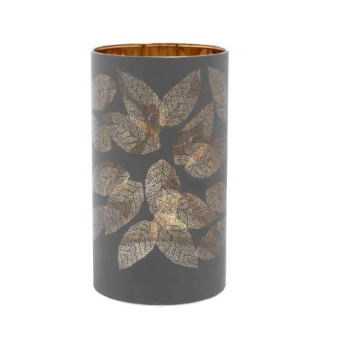 Glass Lamp with LED Lighting – Grey - Leaf Pattern 47035182