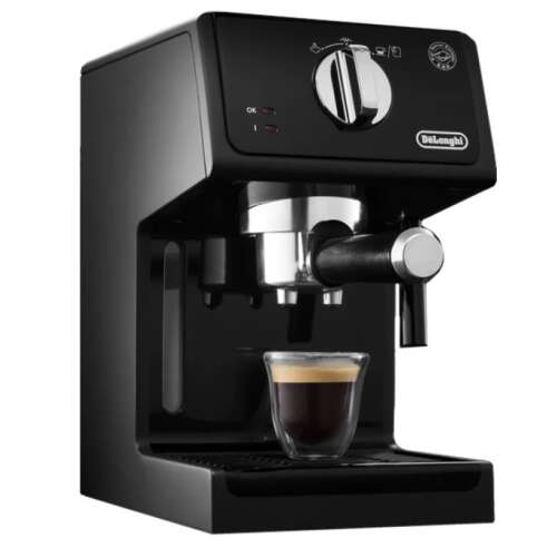 DeLonghi ECP31.21.BK Kézi eszpresszó kávéfőző, 1100W, 15 BAR, 1.1L, Automata kikapcsolás, Tejhabosító, Cappucino, Fekete
