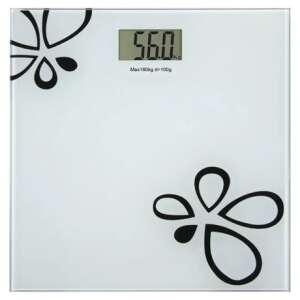 Emos EV105 digital bathroom scale with tempered glass platform and black flower design - Personal Scale