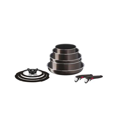 Комплект за готвене Tefal Ingenio 10 Intense Black, 9 части, черен, алуминий, незалепващ, подходящ за фурна, съдомиялна машина